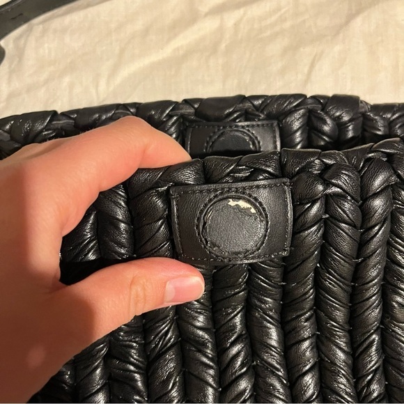 $844 Nanushka Women's Off Black The Busket Faux Leather Shoulder Purse Bag - Picture 3 of 10